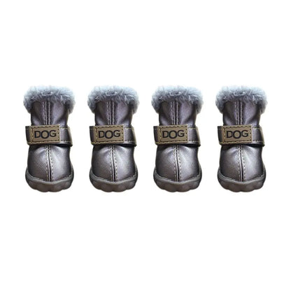 Soft Pet Snow Boots Fashion Waterproof Non Slip Winter Pet Dog Shoes Plush/PU Warm for 4Pcs/Set Winter