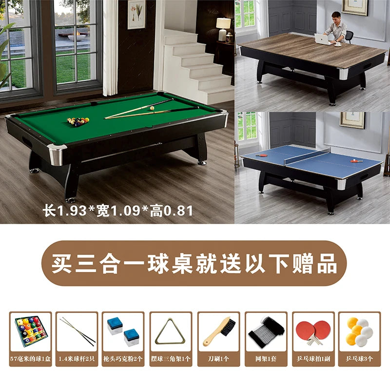 Household solid wood pool table automatic return American black eight indoor pool table multi-functional three-in-one marble tab