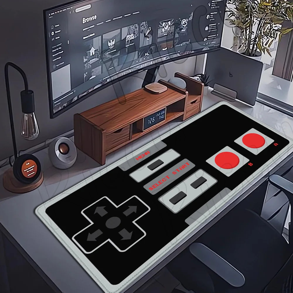 Retro Game Controller Mouse Pad Large Gamer Mat HD Anti-Slip Rubber XXL Desk Mat Office Computer Lock Edge Mousepad Gaming Rug