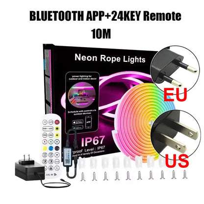 24V Rgbic Neon Led Strip 5M 10M 15M 20M Rgbic Neon Lamp Tape With Bluetooth App And Remote For Neon Ribbon Deocoration Lighting