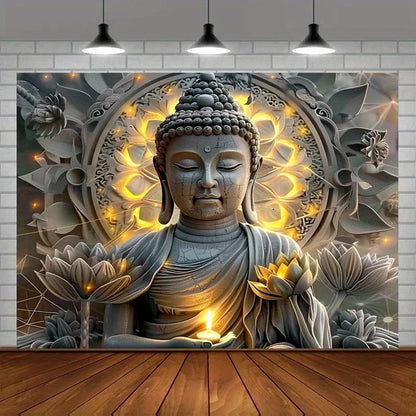 Buddhism Meditation Lotus Tapestry, Oriental Zen Atmosphere, Modern Buddha Home Wall Decor
