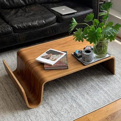 Nordic Medieval Large Curved Wood Coffee Table Bauhaus Designer Minimalist Side Table for Tatami Kang Household Use