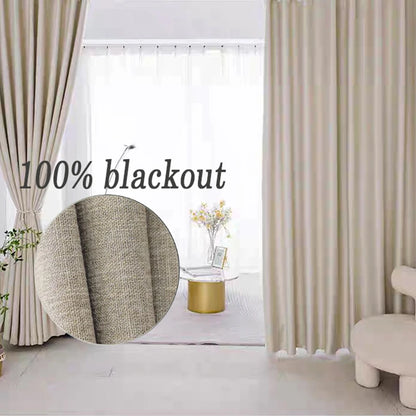 Asazal Linen Blackout Curtains for Living Room Bedroom High Quality Full Shading Decoration Luxury Modern Opaque Window Drapes