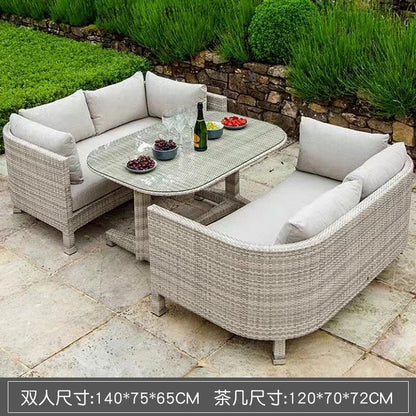 Outdoor Sofa Leisure Set, Garden Terrace Chair, Courtyard Balcony Double , -Woven Outdoor Imitation Rattan Sofa