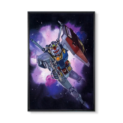 Gundam UC 0079 Frameless Canvas Print  Amuro RX-78 Poster Merchandise - Decorative Wall Art for Bedroom and Headboard