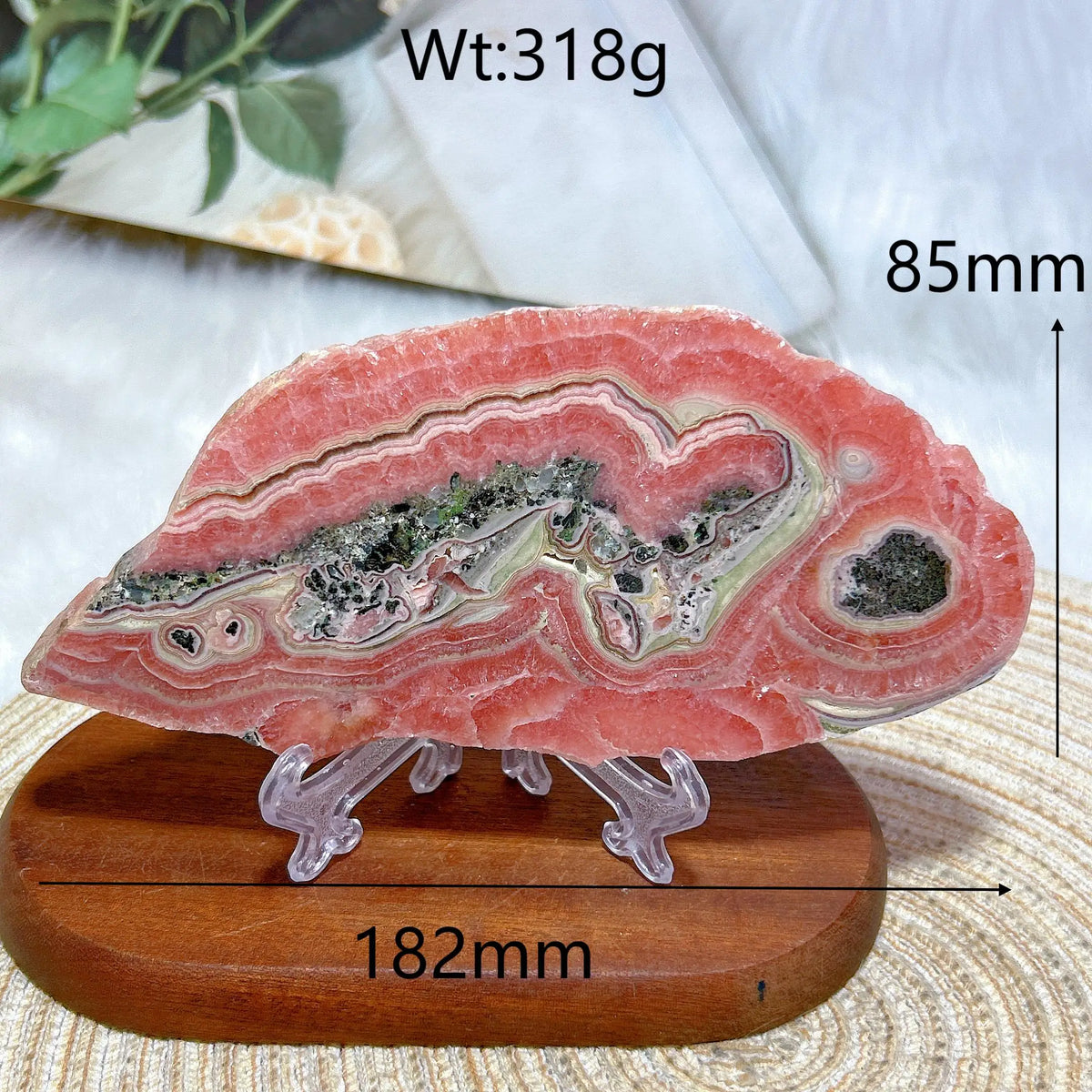 Healing Natural Crystal Rare Argentina Rhodochrosite Large Slices Slab Ore Mineral Gemstones Ornament Home Decoration Gift