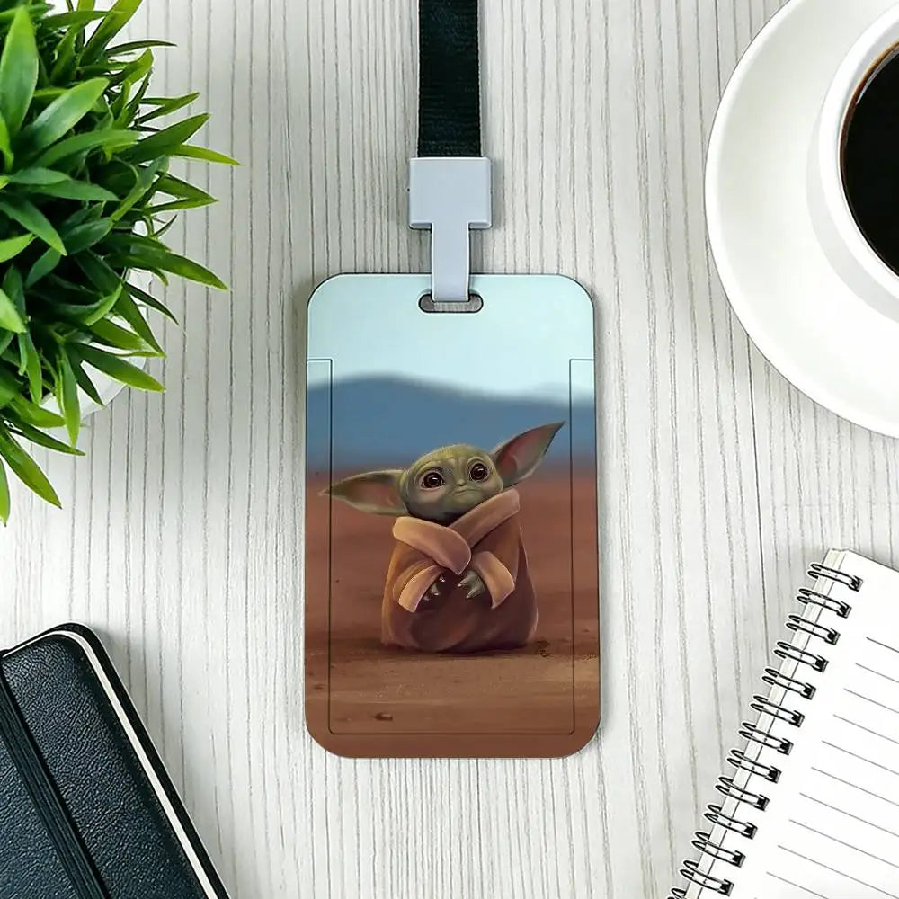 Cartoon Star Wars War Yoda Card Holder Employee Card Cover Lanyard Work Business ID Badge Holder Name Tag Cards Case
