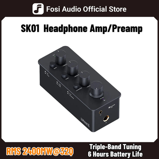 Fosi Audio SK01 Headphone Amplifier & Preamplifier 2 in 1 for Headphone Earphone, Power Amplifier, Active speakers