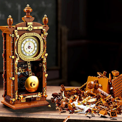 Swinging Retro Mechanical Pendulum Clock Building Blocks - 751 Pcs 3D Model Kit for Adults, Unique Home Decor Gift Idea