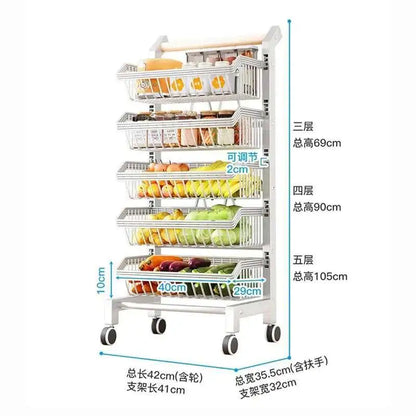 Light Luxury Metal Kitchen Trolleys Creative Storage Cart Modern Home Furniture Floor Multi-layer Fruit Vegetable Snacks Shelf