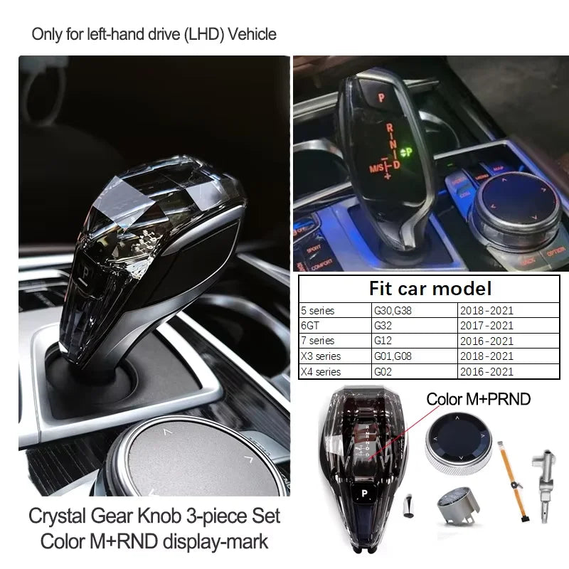 Crystal Gear Shift Lever Knob Set For BMW 5 Series G30 G32 G01 G08 7 Series G11 G12 F10 F20 F30 F32 F25 F26 X5 X6 F15 F16
