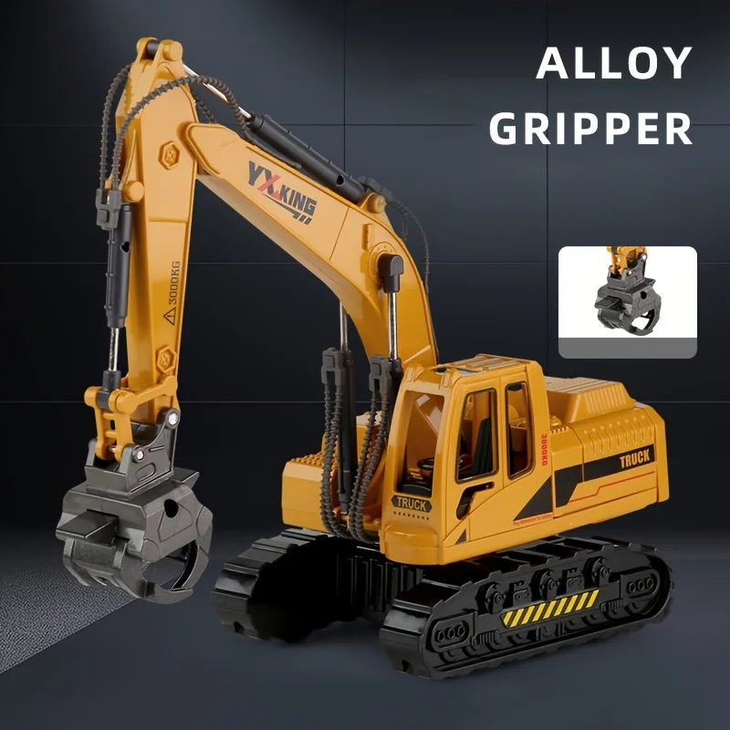 Simulation Alloy Excavator Toy 1:24 Scale Inertia Engineering Vehicle Kids Boys Birthday Gift