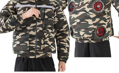 New Casual Loose Cooling Electric Fan Air Conditioning Suit Men Construction Site Outdoor Work Suit With 4 Fans Cooling Coat
