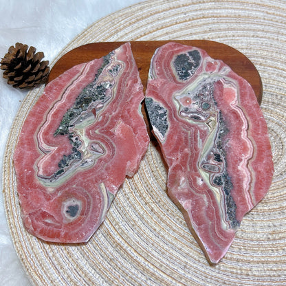 Healing Natural Crystal Rare Argentina Rhodochrosite Large Slices Slab Ore Mineral Gemstones Ornament Home Decoration Gift