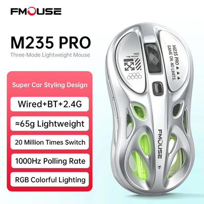 Bluetooth wireless mouse Rechargeable e-sports three-mode laptop office game RGB hollow lightweight For Tablets Laptop