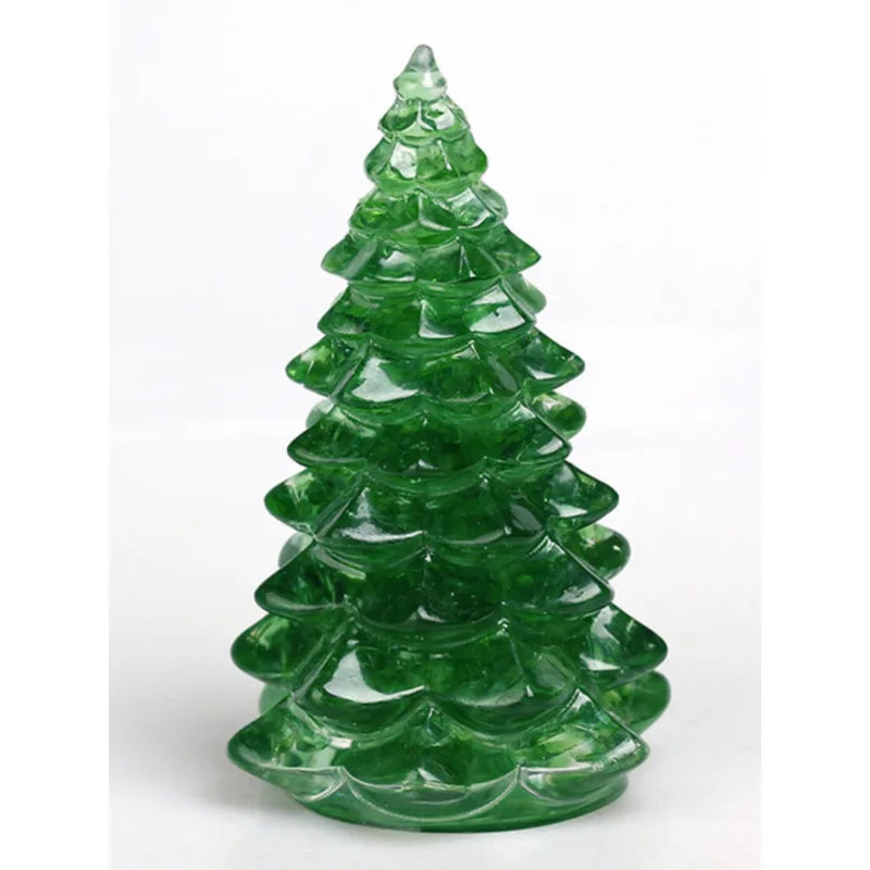 Christmas Tree Mini Resin Ornament, Glitter Artificial Tabletop Decor, Fake Pine Table Centerpiece, Holiday Party Desktop Gift