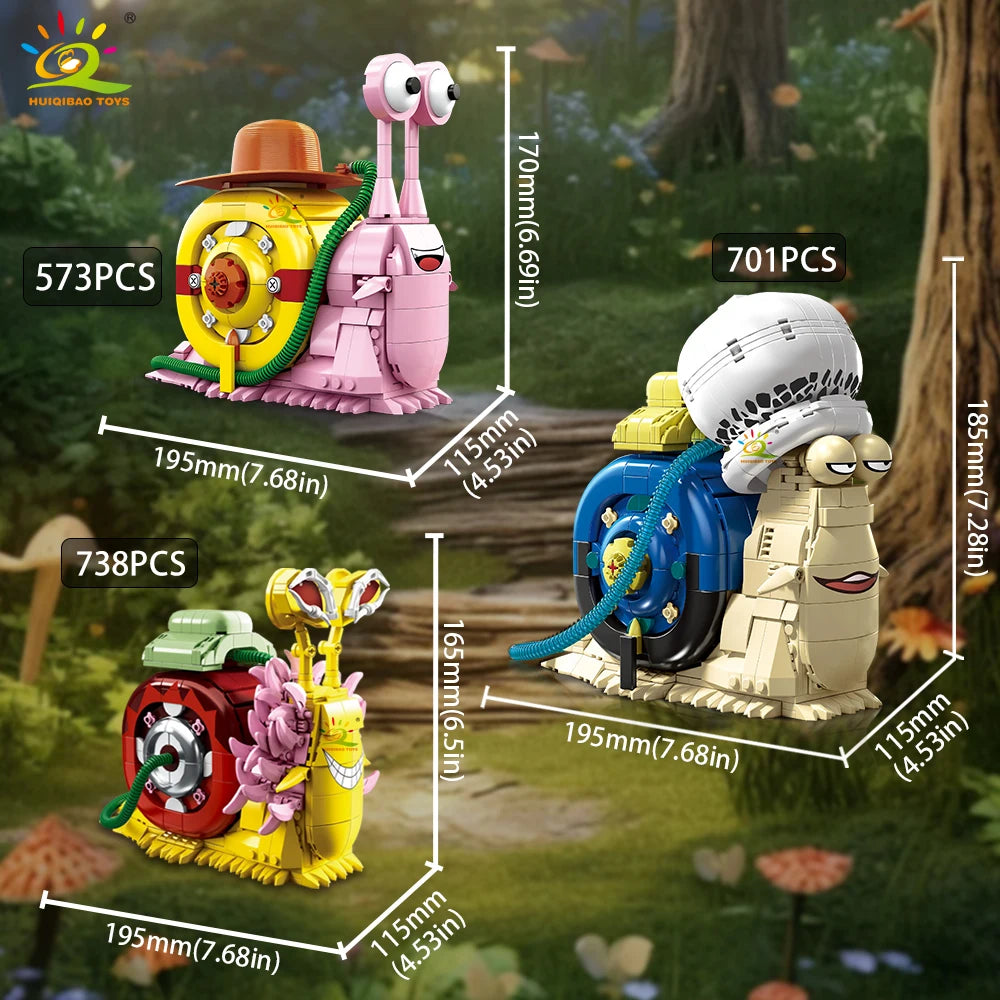 HUIQIBAO MOC Snail Insect Model Building Block Phone Bug Series Bricks Set Construction Toy For Children Desk Home Decoration