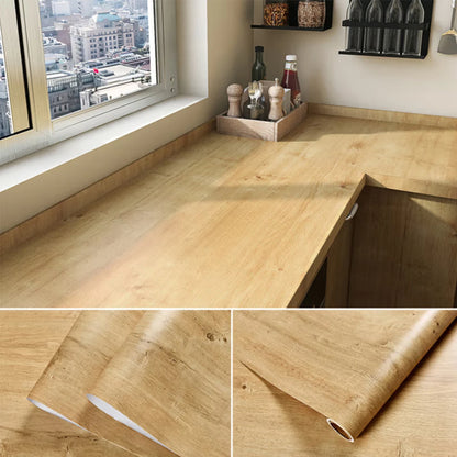 Adhesive Wallpaper Roll with 5Meters Waterproof Wood Grain Sticker Wardrobe Cabinet Desktop Door Furniture Renovation Stickers