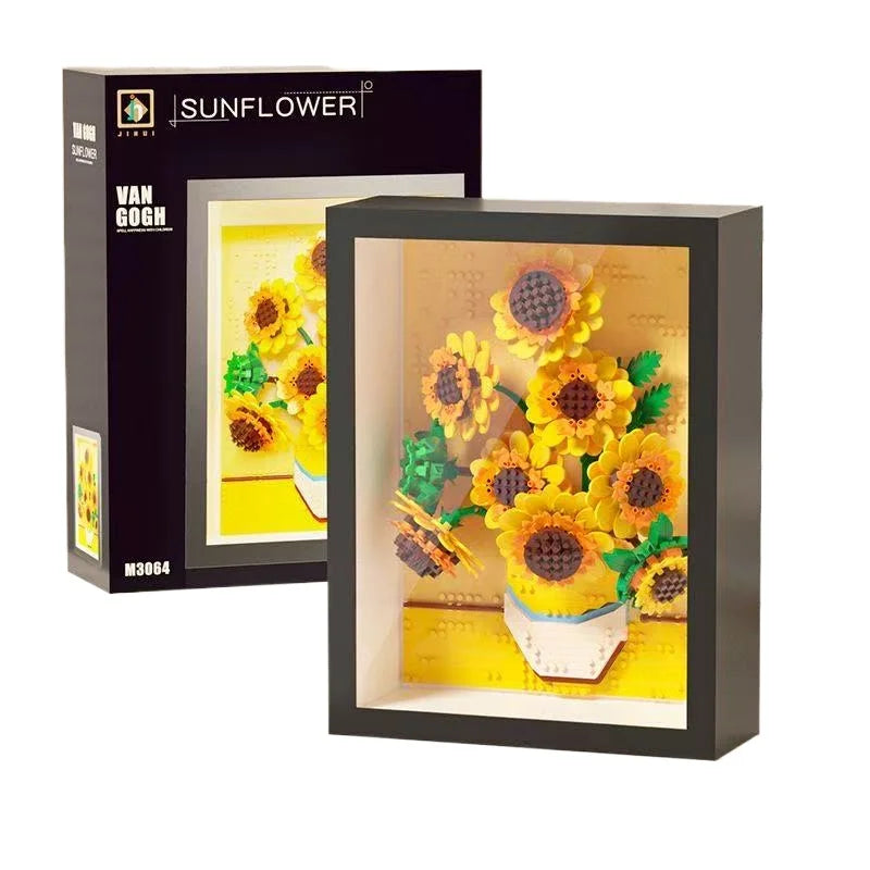 WIth Box World-famous Art Painting sunflower Van Gogh The Starry Night Galaxy Kanagawa 3D Diamond Building Block Toy Kids Gift