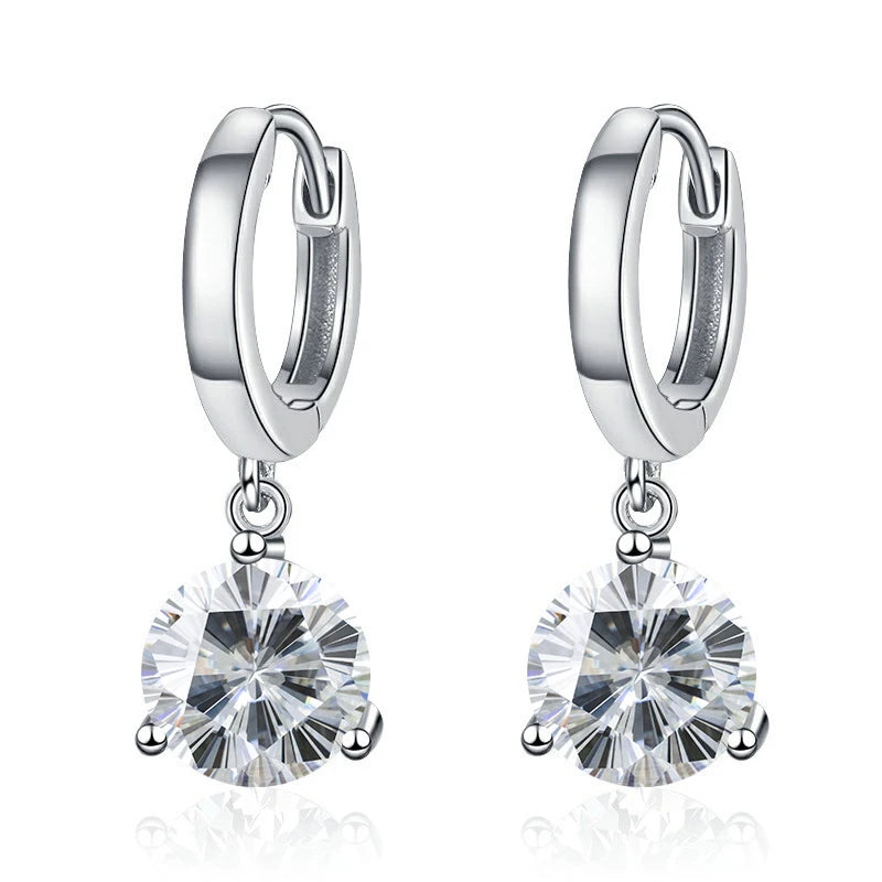 1ct/ 2ct/4ct Moissanite Diamond Earrings S925 Sliver Orginal Drop Earring Wedding Bride Jewelry with Certificate for Women