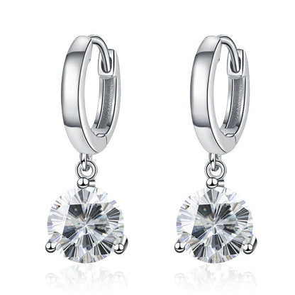 1ct/ 2ct/4ct Moissanite Diamond Earrings S925 Sliver Orginal Drop Earring Wedding Bride Jewelry with Certificate for Women