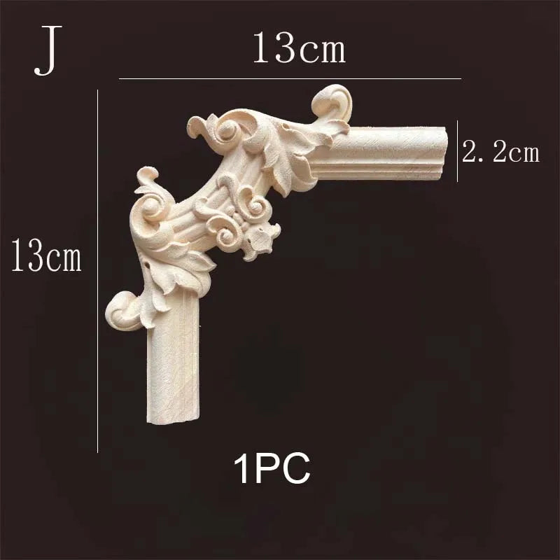 Natural Wood Corner Onlay Moldling European Style Home Decor Background Wall Applique Carved Figurine Living Room Decoration