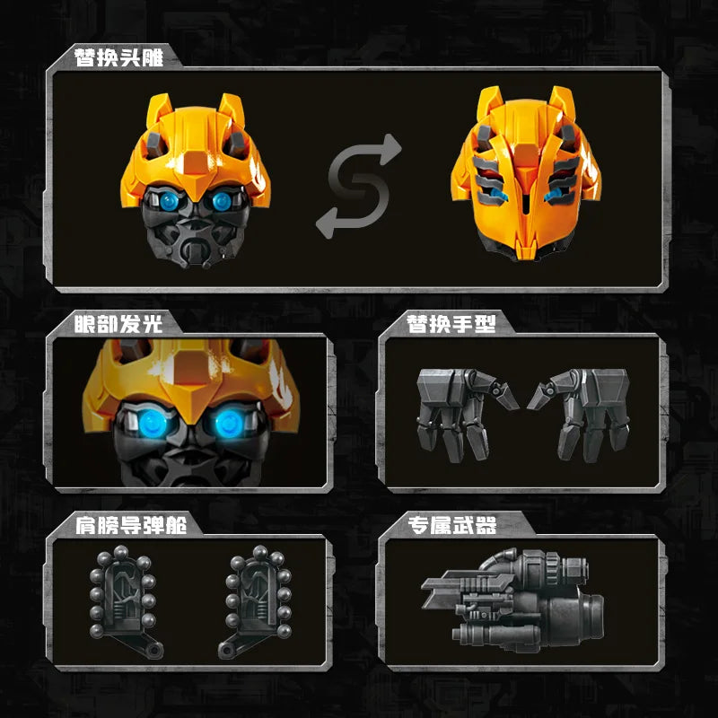 BLOKEES Original Transformers Bumblebee Megatron Megatronus CLASS Version Transformation Assembled Action Figure Model Toys Gift