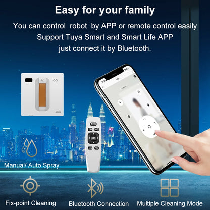 Window Vacuum Robot Cleaner ABIR WD8, Dual Ultrasonic Spray, AI Intelligent Wipping, Updated Laser, Smart Home Glass Wall Washin