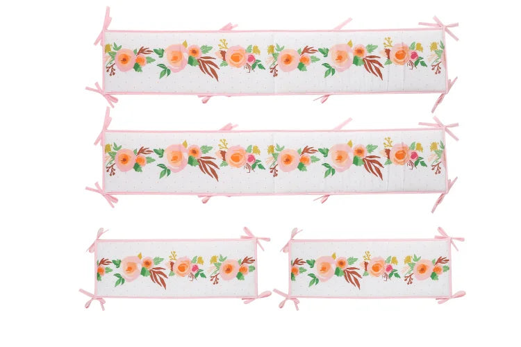 Crib Rail Cover Set and Baby Crib Liner  Baby Bumperless Crib Cot Protector Infant Bebe Bedding Set