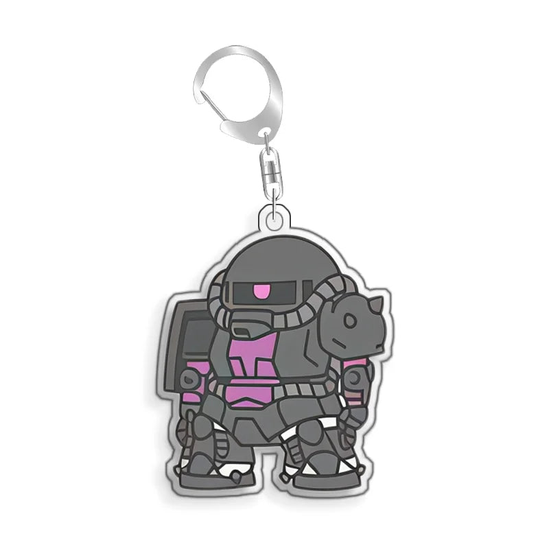 Keychain for Gundam MS-06S Zaku Ll White Cabin Backpack Pendant Anime Game Fans Gift Recycled Acrylic Decoration Rare Card Toy