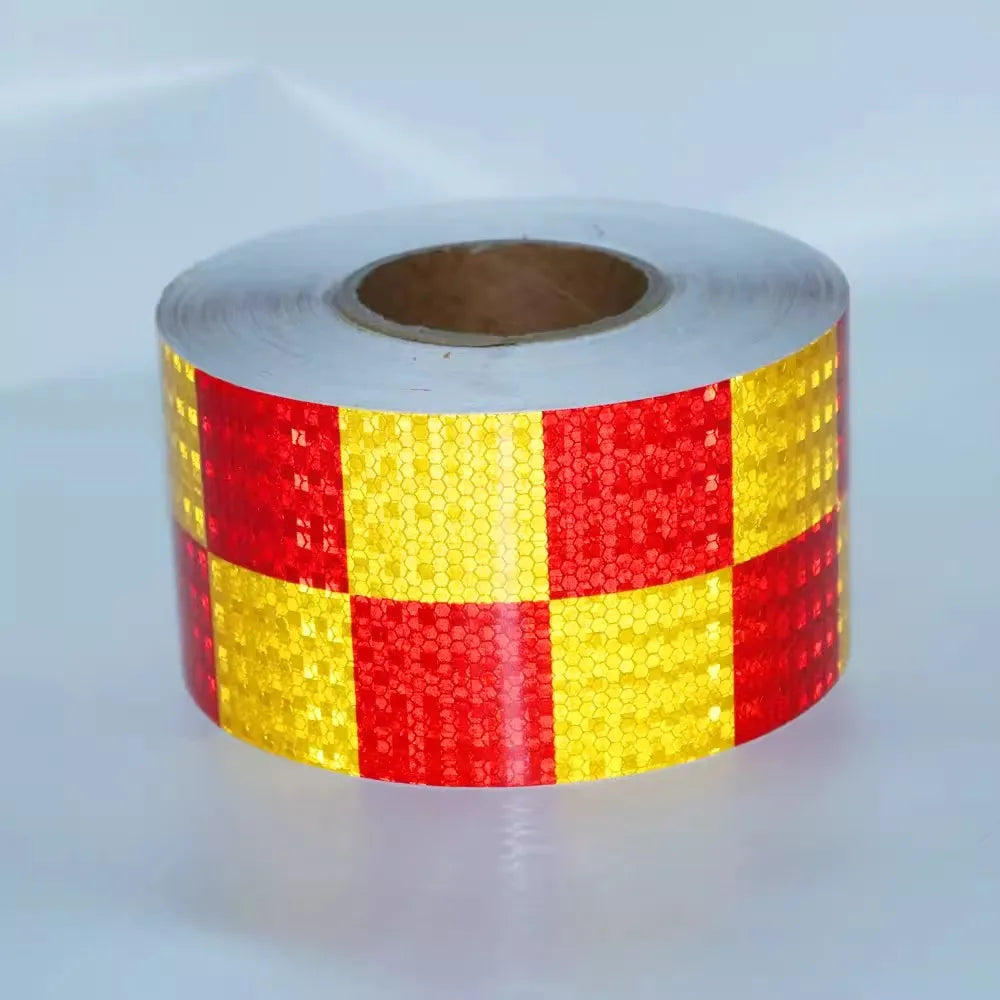 PVC Reflective Sticker Square Grid Checkered Pattern Reflector Tape Red Yellow Fluorescent White Reflect Film For Truck Car Road