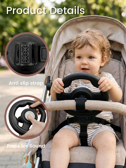 Stroller Steering Wheel Toy | 360° Rotatable Interactive Car Driving Toy for Toddlers, Fits Most Strollers