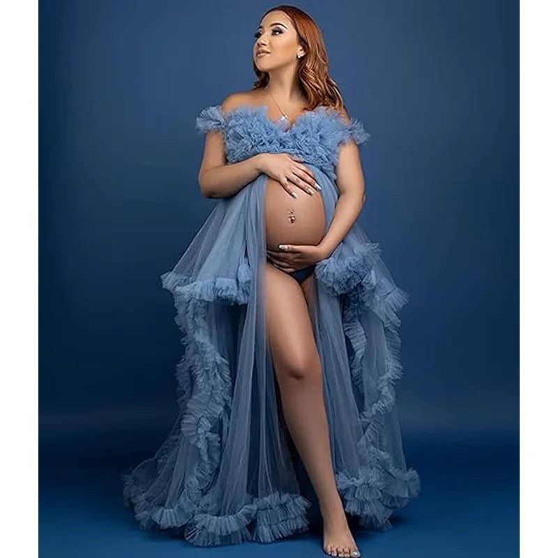 Sexy Maternity Gowns Photoshoot  Ruffles baby shower платье для беременных فساتين حوامل vestidos para embarazadas photoshoot