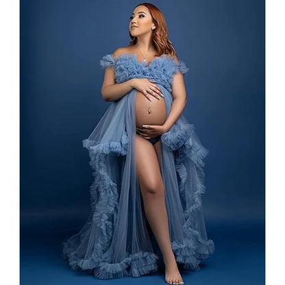 Sexy Maternity Gowns Photoshoot  Ruffles baby shower платье для беременных فساتين حوامل vestidos para embarazadas photoshoot