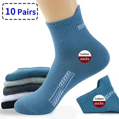 10/20Pairs High Quality Men's Socks Casual Breathable Cotton Man Run Sports Socks Spring Autumn Male Sox Gifts Plus Size 38-45