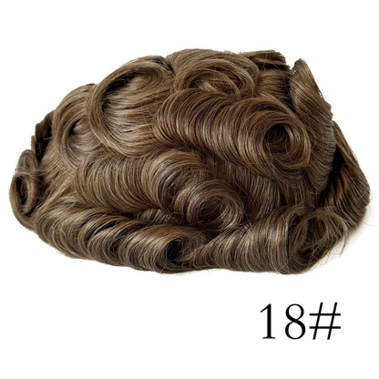 0.08mm Thickness PU Poly Base Double Knotted Toupee Human Hair Durable Time Long Lifespan Men's Capillary Prothesis
