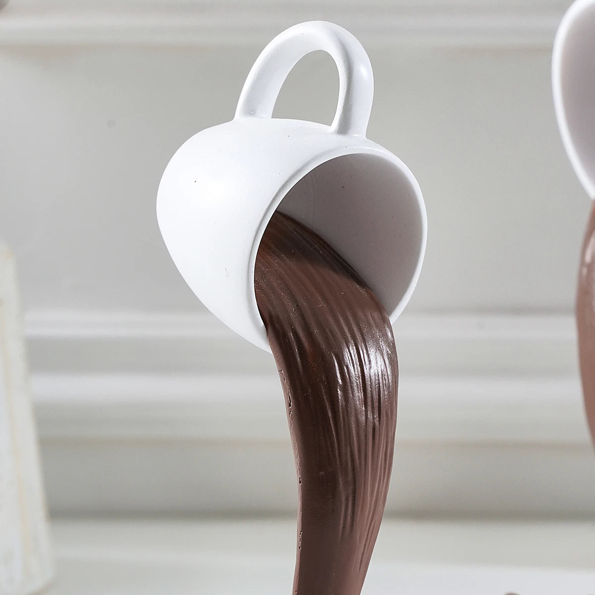 1PC, a three-dimensional suspended anti-gravity tipping coffee cup decorative item made of resin.