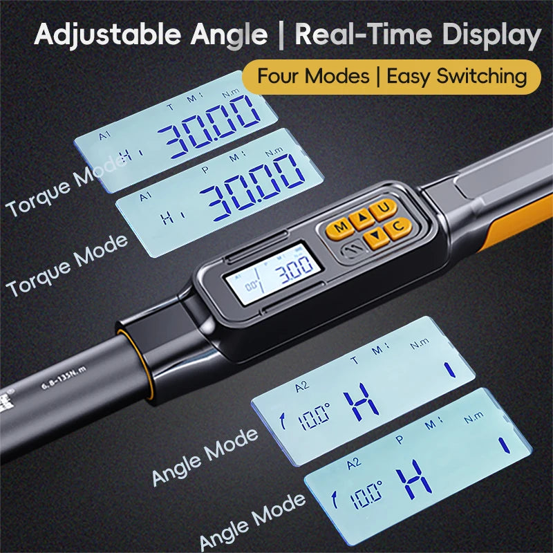 MoveCrab 3/8" 1/2" Drive Digital Angle Torque Wrench 3-340 N.m Angle Measurement 0.1°for DIY Auto Motorcycle Repair