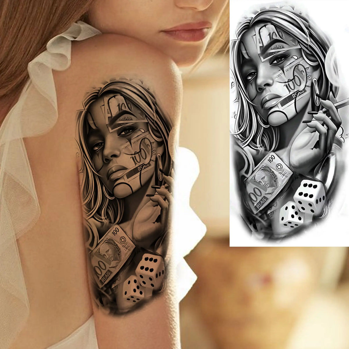 1 Sheets Chicano Prison Gangster Temporary Tattoos For Women Men Adults Fake Tattoo Sticker Water Transfer Self Adhesive Arm Leg