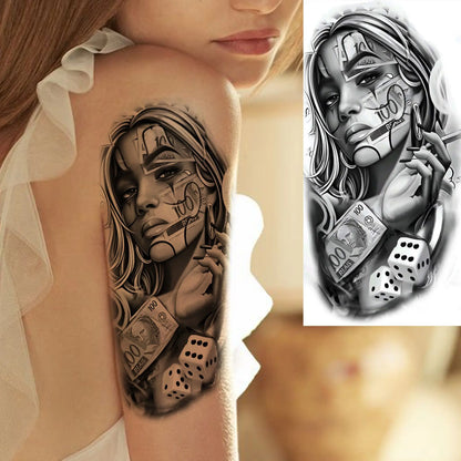 1 Sheets Chicano Prison Gangster Temporary Tattoos For Women Men Adults Fake Tattoo Sticker Water Transfer Self Adhesive Arm Leg