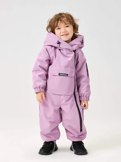 LILIIGIRL 2025 Winter Baby  Clothes Warm Fur Lining Boys Snowsuit Windy Proof Baby Ski Rompers Kids Girls Jumpsuits  2-5Y
