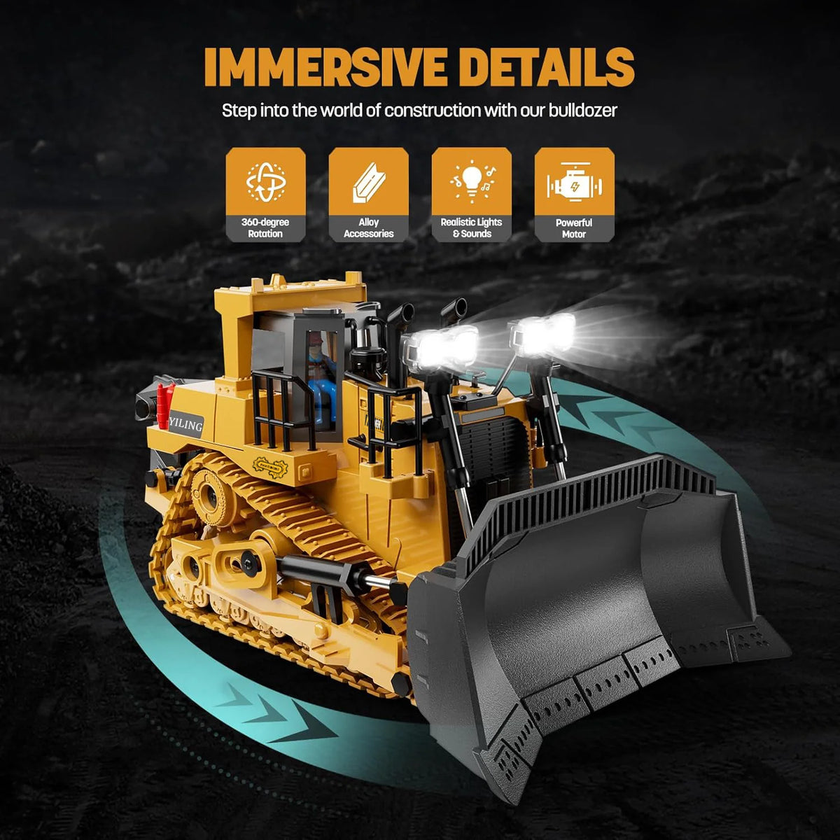 RC Excavator Dump Truck Bulldozer Diecast Construction Vehicle Alloy Remote Control Engineering Car Toy for Children Boys