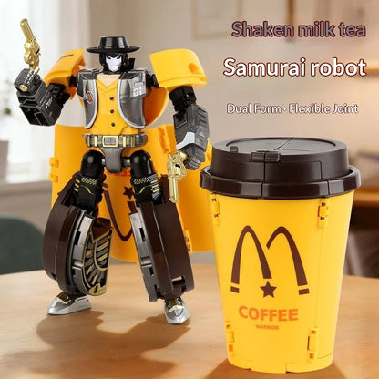 Transforming Toy Milk Tea Warrior Mecha Kong Robot Boy Coffee Cup Warrior Children's Educational Toy