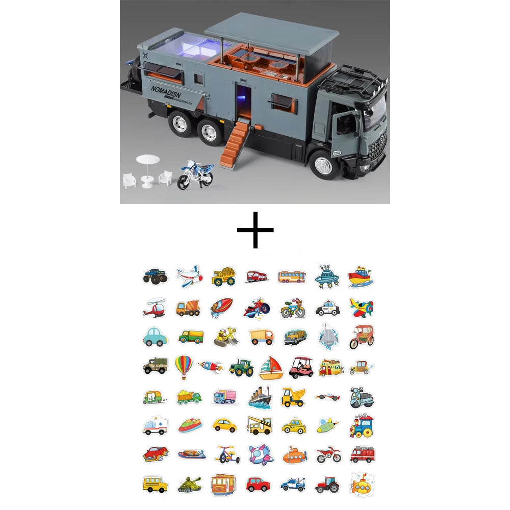 1:18 Off-road RV Diecast Models Alloy Toys Cars Folding Rearview Mirror Doors Opened  with Sound Light Vehices Birthday Surprise