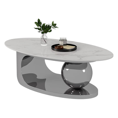 European Luxury Coffee Table Oval Modern Glam Premium Coffee Table Living Room Aesthetic Table Basse Design Home Furniture