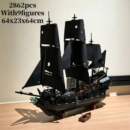 Ready Stock 2862Pcs Pirate Ship Building Blocks Set with 9 Minifigures, Home Decor Ornament Model, Holiday Gift