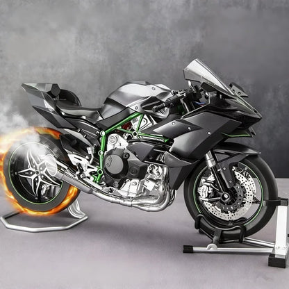 Key Start 1:9 H2 H2R Alloy Sports Motorcycle Model Diecast Track Racing Motorcycle Model With Spray Sound and Light Kid Toy Gift