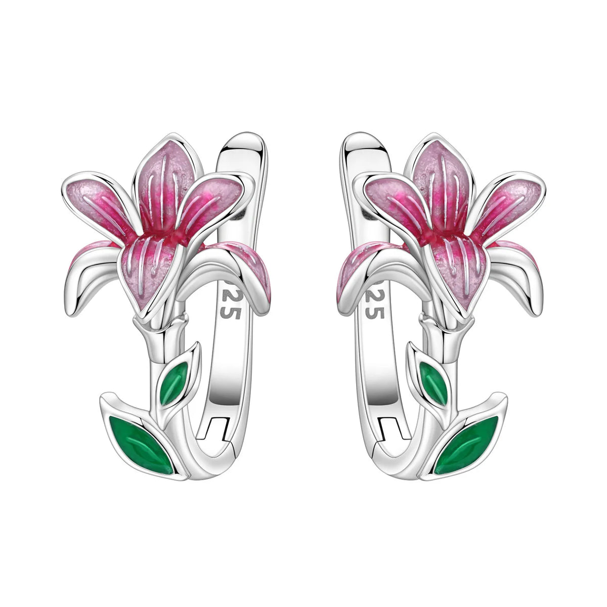 Orstarry Original 925 Sterling Silver Blue Iris Flower Earrings Women Hoop Earring Anniversary Jewelry Trendy Gifts