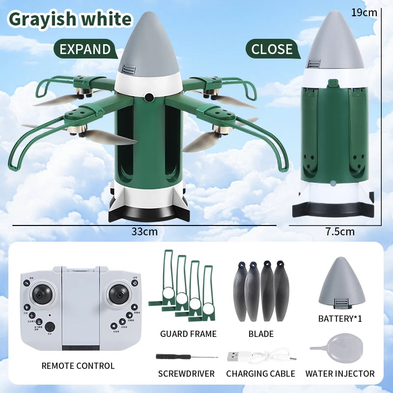 DF-5C Rocket Drone Brushless Motor Flame Spray LED Lights 2.4G RC Foldable One Key Takeoff Landing Headless Mode Kids Toy