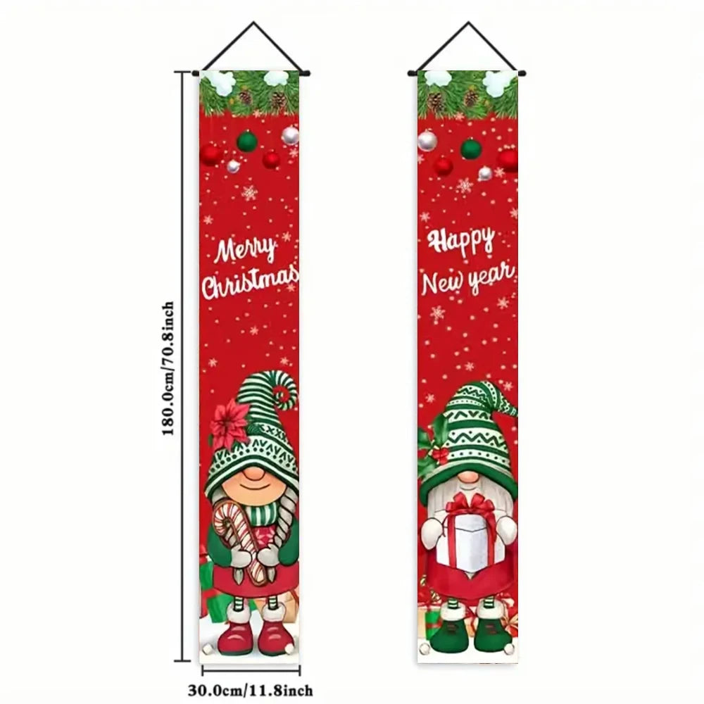 Christmas New Year Decorations Couplet Santa Snowman Door Banner For Home 2025 Xmas Hanging Ornaments Navidad Gift New Year 2026